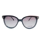 Présentation de lunettes clips œil de chat noires avec branches écaille, éléments métalliques aux coins, vues multiples.