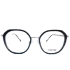 Lunettes de vue œil de chat noires avec branches fines métalliques argentées et pont fin, style élégant.