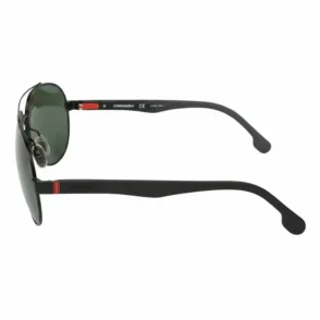 Carrera lunette de soleil homme avec monture sombre métallique, verres foncés et branches fines incurvées, style sportif.