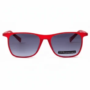 Italia Independent lunettes de soleil rouges rectangulaires avec verres noirs et logo sur le verre droit.