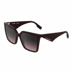Lunette de soleil Karl Lagerfeld à monture épaisse sombre brillante, verres teintés dégradés et logo sur les branches.
