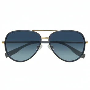 Lunette de soleil homme Boss style aviateur, monture métallique dorée fine et verres dégradés foncés à clairs.