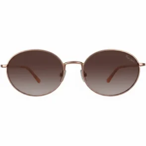 Pepe Jeans lunettes de soleil en métal marron avec verres ovales foncés dégradés et branches fines.