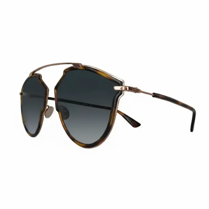 Dior homme lunette de soleil à monture géométrique, verres dégradés et branches fines effet écaille avec charnières métal.
