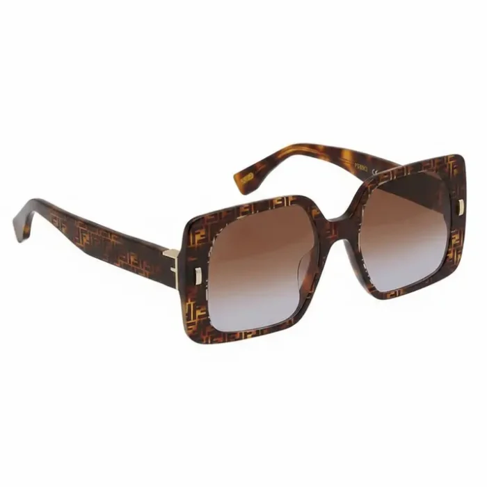 Fendi lunettes de soleil femme à monture carrée épaisse avec motif imprimé et verres teintés dégradés.