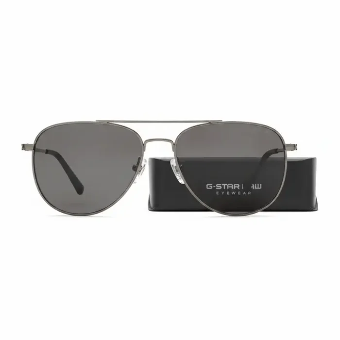 Deux personnes portent une G-Star RAW lunette de soleil à monture fine en métal avec verres teintés et branches métalliques.