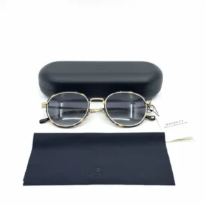 Hackett lunettes de soleil à verres ronds en métal, avec étui rigide sombre, chiffon de nettoyage et étiquette Hackett.