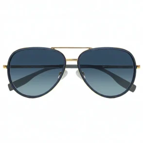Hugo Boss lunettes de soleil style aviateur, monture métal doré, double pont et verres dégradés noir à bleu.