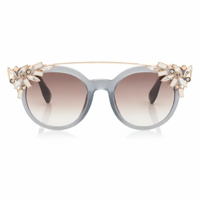 Jimmy Choo lunettes de soleil rondes bijoux Jimmy Choo lunettes de soleil rondes avec verres dégradés, monture métal dorée et ornements géométriques façon cristaux.