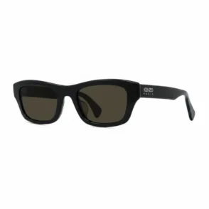 Kenzo lunettes de soleil noires à verres fumés rectangulaires, branches épaisses avec logo KENZO PARIS.