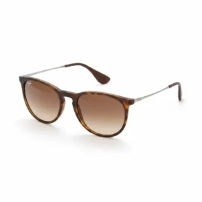 Les lunettes de soleil femme à monture fine écaille, verres ronds dégradés brun foncé à clair, branches fines incurvées.