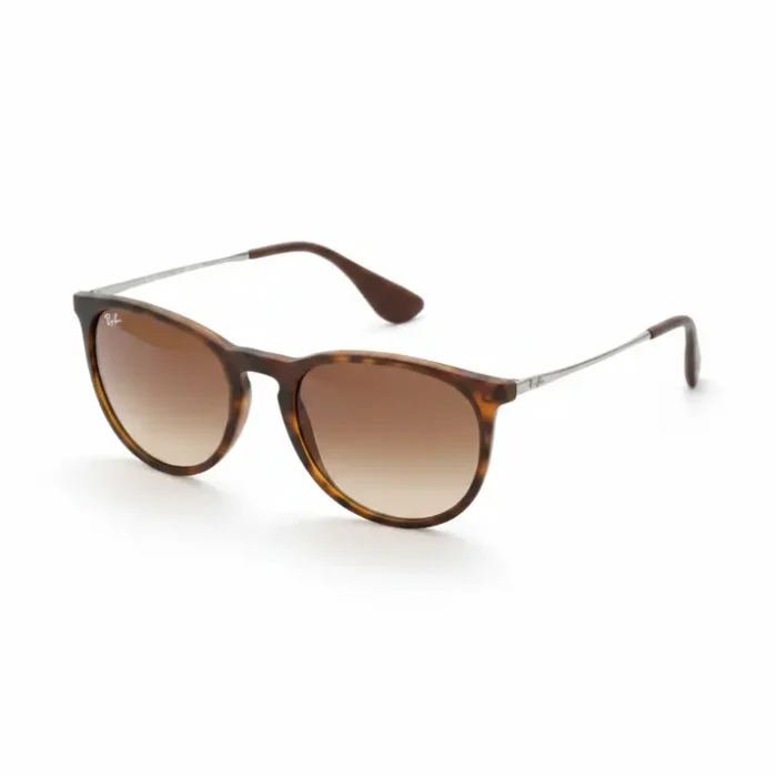Les lunettes de soleil femme à monture fine écaille, verres ronds dégradés brun foncé à clair, branches fines incurvées.