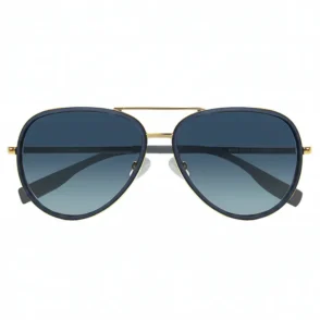 Lunette de soleil Boss homme style aviateur, monture métal dorée et verres bleu dégradé, branches fines sombres HUGO BOSS.