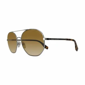 Lunette de soleil Marc Jacob en métal fin avec double pont, verres arrondis marron dégradé et embouts écaille.