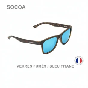 Lunette de soleil catégorie 2 vue de face, verres teintés offrant une protection solaire modérée.