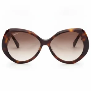 Lunette de soleil femme maroc ronde oversize, monture épaisse écaille brun foncé et verres dégradés du sombre au clair.