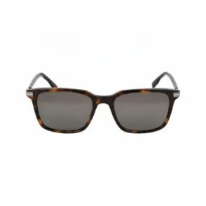 Lunette de soleil rectangulaire homme avec monture sombre effet écaille de tortue, branches fines et verres légèrement teintés.
