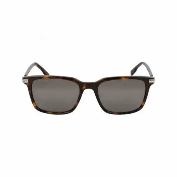 Lunette de soleil rectangulaire homme écaille Lunette de soleil rectangulaire homme avec monture sombre effet écaille de tortue, branches fines et verres légèrement teintés.