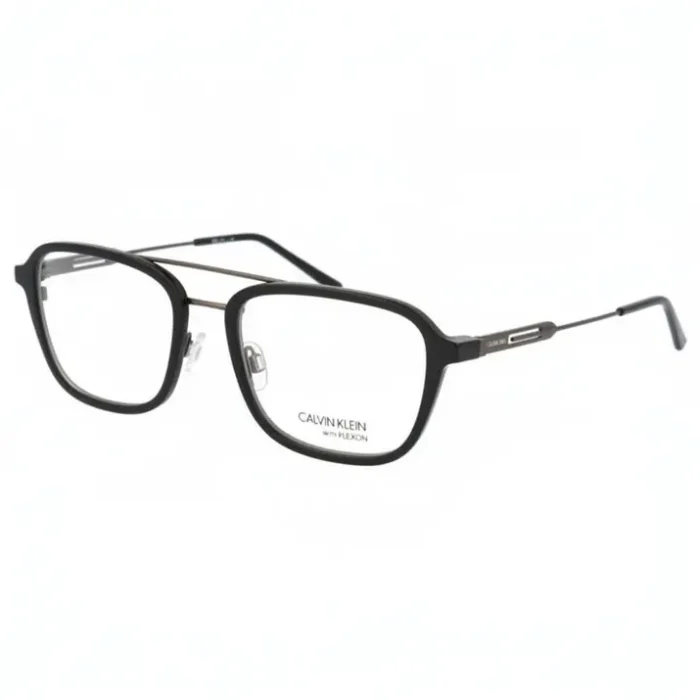 Lunette de vue homme tendance noire rectangulaire Lunette de vue homme tendance noire avec monture fine, verres rectangulaires arrondis et plaquettes de nez ajustables.